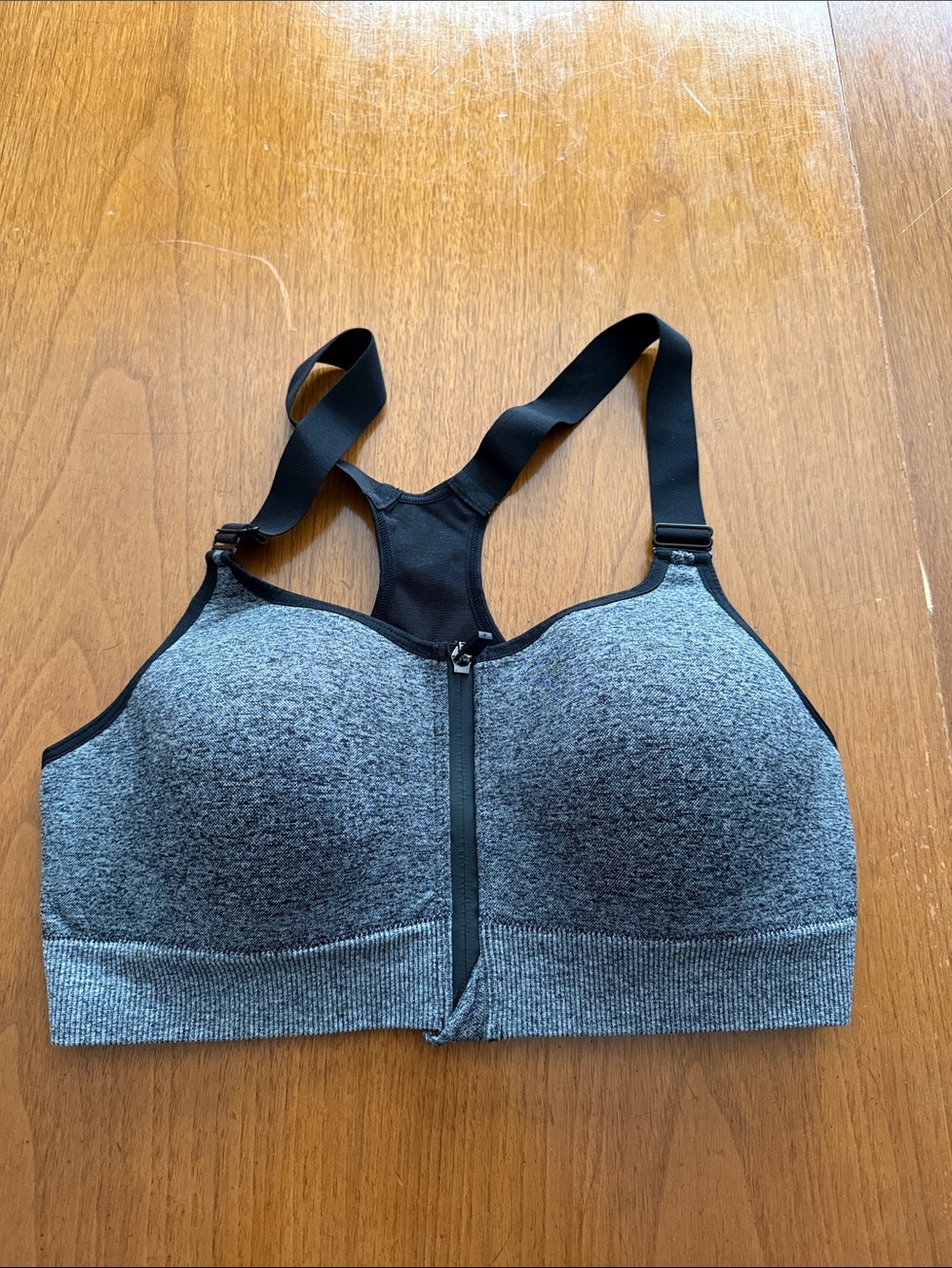 PINK Victoria's Secret Heathered Gray Front-Zip Sports Bra